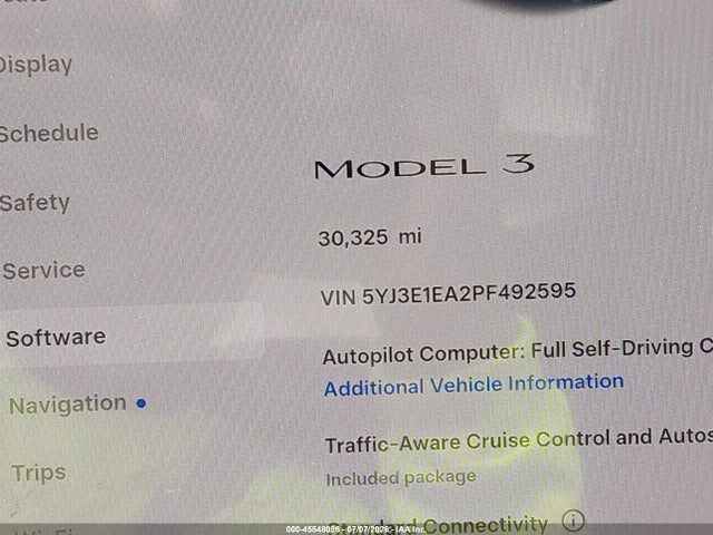 5YJ3E1EA2PF492595 Tesla Model 3 Rear-wheel Drive