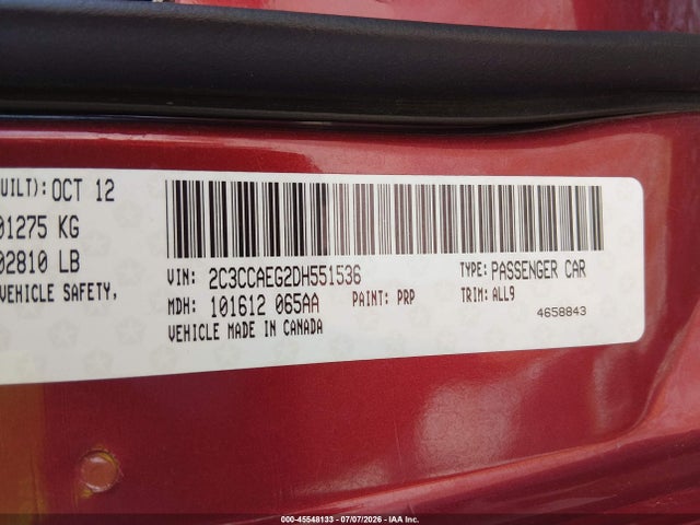 Aukcja sprzedaży 2013 Chrysler 300c, vin: 2C3CCAEG2DH551536, numer aukcji: 45548133