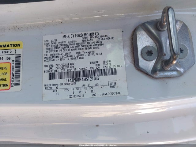 Продажа на аукционе авто 2021 Ford Mustang Ecoboost /ecoboost Premium, vin: 1FATP8UH4M5121037, номер лота: 45548160