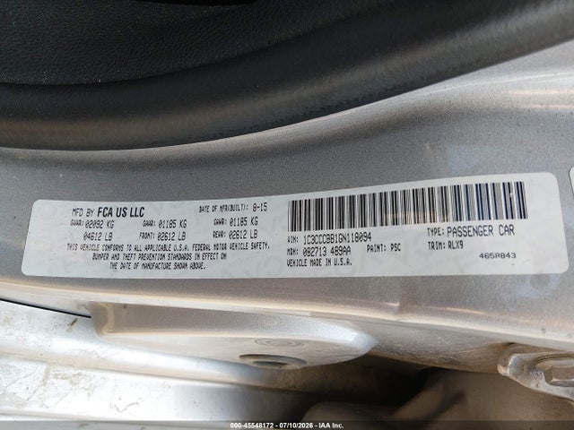Продаж на аукціоні авто 2016 Chrysler 200 S, vin: 1C3CCCBB1GN118094, номер лоту: 45548172