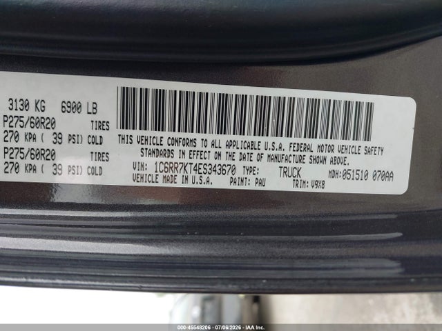 Продаж на аукціоні авто 2014 Ram 1500 Express, vin: 1C6RR7KT4ES343670, номер лоту: 45548206