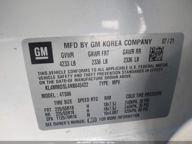 Aukcja sprzedaży 2022 Buick Encore Gx Fwd Select, vin: KL4MMDSL4NB045422, numer aukcji: 45548327
