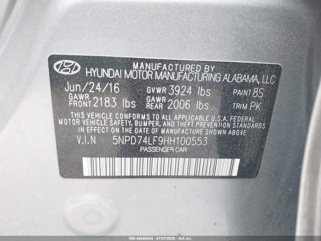 Hyundai ELANTRA SE 2017 5NPD74LF9HH100553 Image 9