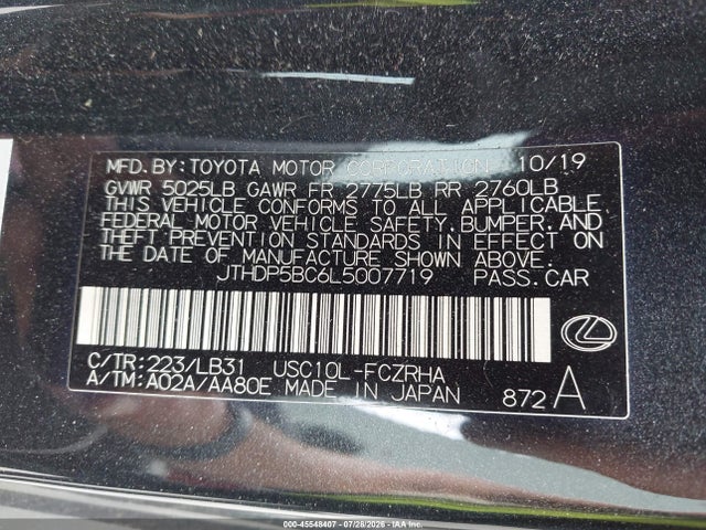 Продажа на аукционе авто 2020 Lexus Rc F, vin: JTHDP5BC6L5007719, номер лота: 45548407
