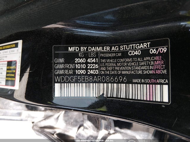 Aukcja sprzedaży 2010 Mercedes-benz C 300 Luxury/sport, vin: WDDGF5EB8AR086696, numer aukcji: 45548451
