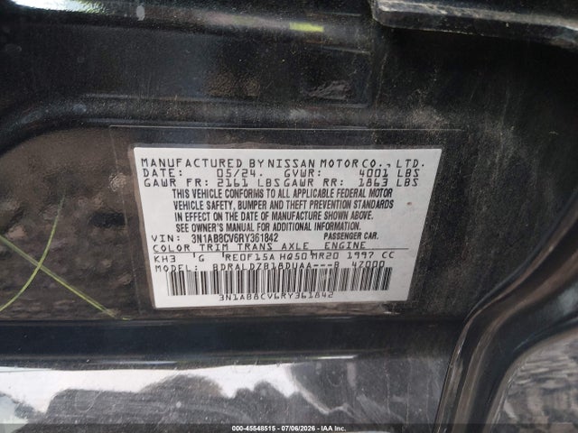2024 Nissan Sentra Sv Xtronic Cvt მანქანა იყიდება აუქციონზე, vin: 3N1AB8CV6RY361842, აუქციონის ნომერი: 45548515