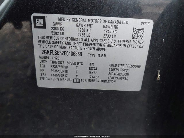 2014 Gmc Terrain Slt-1 მანქანა იყიდება აუქციონზე, vin: 2GKFLSE32E6136858, აუქციონის ნომერი: 45548605