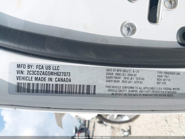 Продаж на аукціоні авто 2021 Dodge Challenger Sxt, vin: 2C3CDZAG5MH627073, номер лоту: 45548632