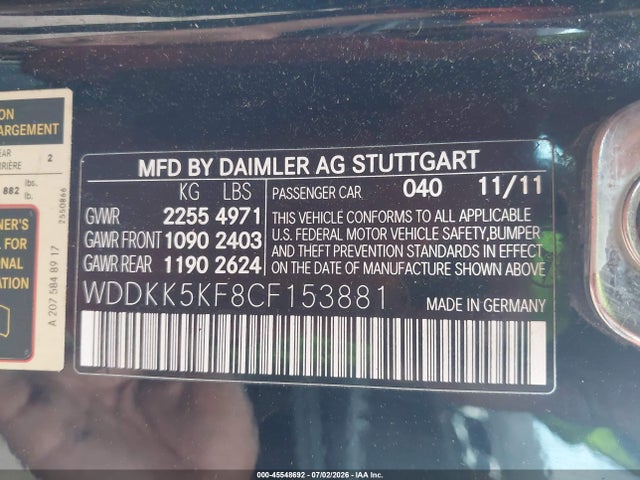 Продажа на аукционе авто 2012 Mercedes-benz E 350, vin: WDDKK5KF8CF153881, номер лота: 45548692