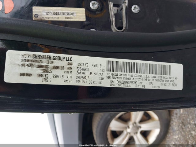 45548729 :رقم المزاد ، 1C4NJDBB4ED776706 vin ، 2014 Jeep Compass Sport مزاد بيع