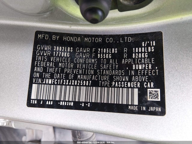 JHMFC1F3XJX025987 Honda Civic Ex-t