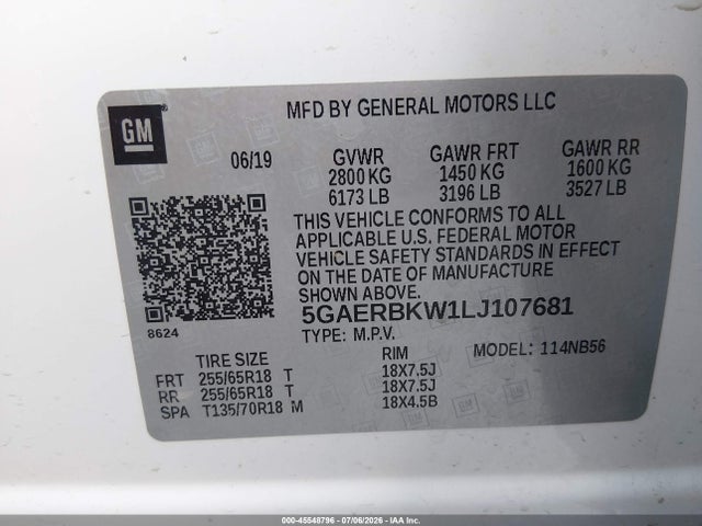 Продаж на аукціоні авто 2020 Buick Enclave Fwd Essence, vin: 5GAERBKW1LJ107681, номер лоту: 45548796