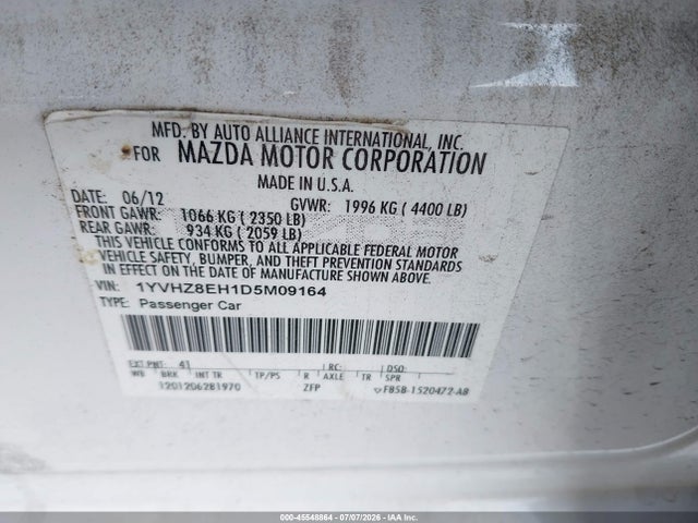 Продажа на аукционе авто 2013 Mazda Mazda6 I Touring Plus, vin: 1YVHZ8EH1D5M09164, номер лота: 45548864