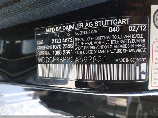 Aukcja sprzedaży 2012 Mercedes-benz C 300 Sport 4matic, vin: WDDGF8BB3CA692821, numer aukcji: 45548927