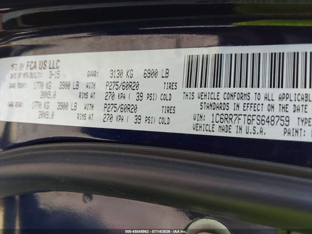 Продажа на аукционе авто 2015 Ram 1500 Express, vin: 1C6RR7FT6FS648759, номер лота: 45548962