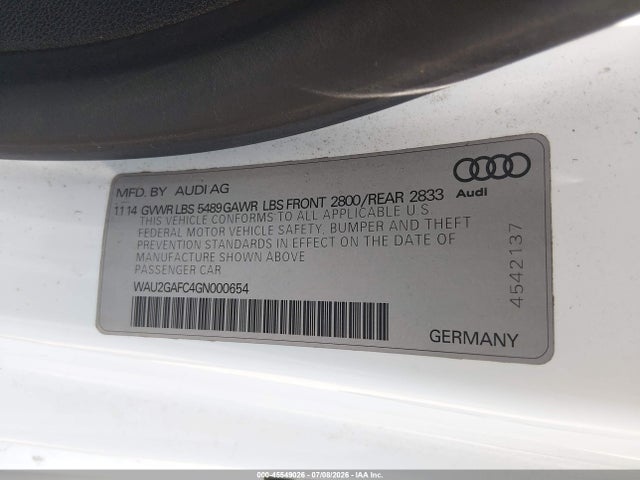 Продаж на аукціоні авто 2016 Audi A7 3.0 Prestige, vin: WAU2GAFC4GN000654, номер лоту: 45549026