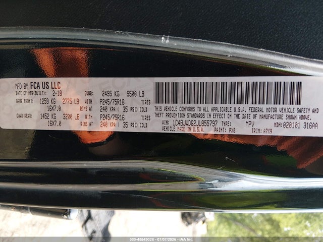 Продажа на аукционе авто 2018 Jeep Wrangler Jk Unlimited Sport 4x4, vin: 1C4BJWDG2JL855797, номер лота: 45549028