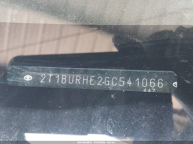 Aukcja sprzedaży 2016 Toyota Corolla S Plus, vin: 2T1BURHE2GC541066, numer aukcji: 45549033