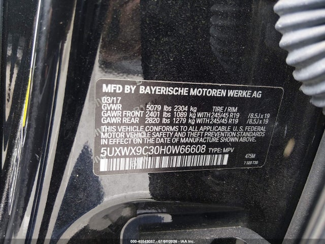 Продаж на аукціоні авто 2017 Bmw X3 Xdrive28i, vin: 5UXWX9C30H0W66608, номер лоту: 45549087