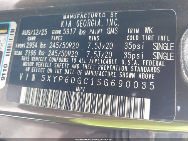 KIA Telluride S 2025 5XYP6DGC1SG690035 Image 9