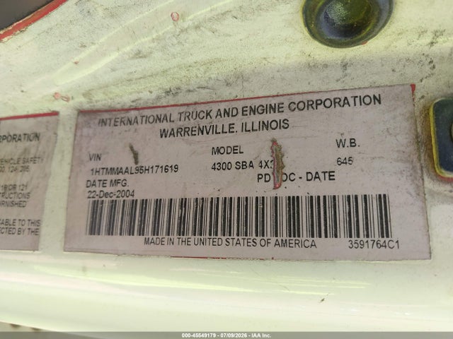 Продаж на аукціоні авто 2005 International 4000 4300, vin: 1HTMMAAL95H171619, номер лоту: 45549179