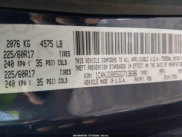 Aukcja sprzedaży 2016 Jeep Compass Sport, vin: 1C4NJDBB5GD713696, numer aukcji: 45549189