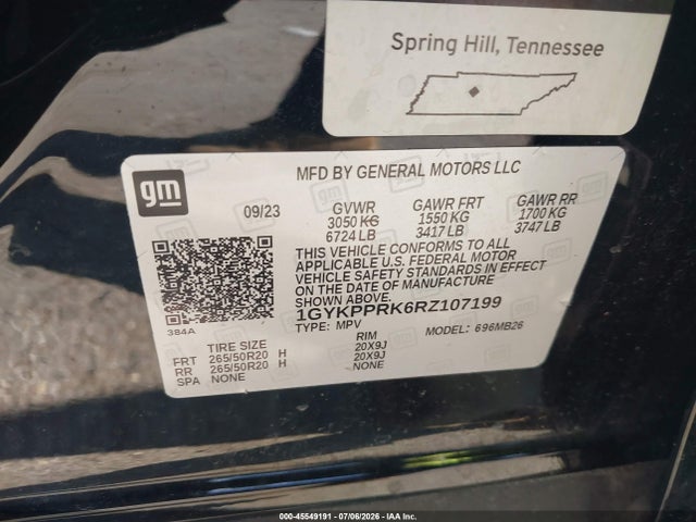 1GYKPPRK6RZ107199 Cadillac Lyriq Luxury W/1sc