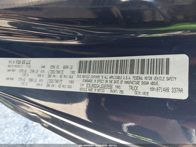 Продаж на аукціоні авто 2018 Ram 1500 Tradesman  4x2 8' Box, vin: 3C6JR6DG4JG323556, номер лоту: 45549264