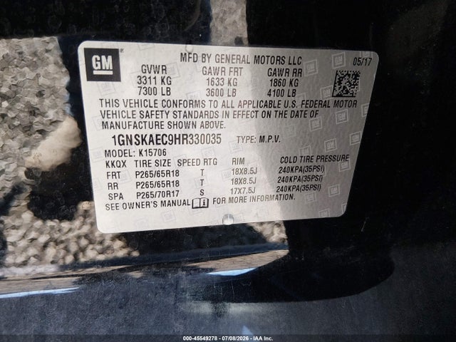 Chevrolet Tahoe Ls 2017 1GNSKAEC9HR330035 Image 9