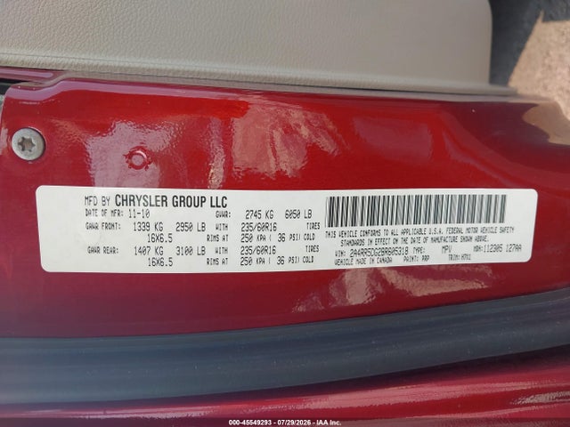 Aukcja sprzedaży 2011 Chrysler Town & Country Touring, vin: 2A4RR5DG2BR605318, numer aukcji: 45549293