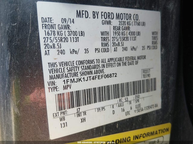 1FMJK1JT4FEF06872 Ford Expedition El King Ranch/xlt