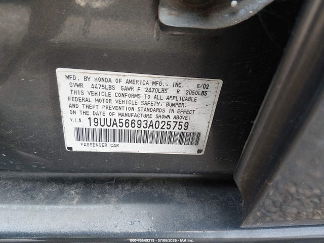Продажа на аукционе авто 2003 Acura Tl 3.2, vin: 19UUA56693A025759, номер лота: 45549319
