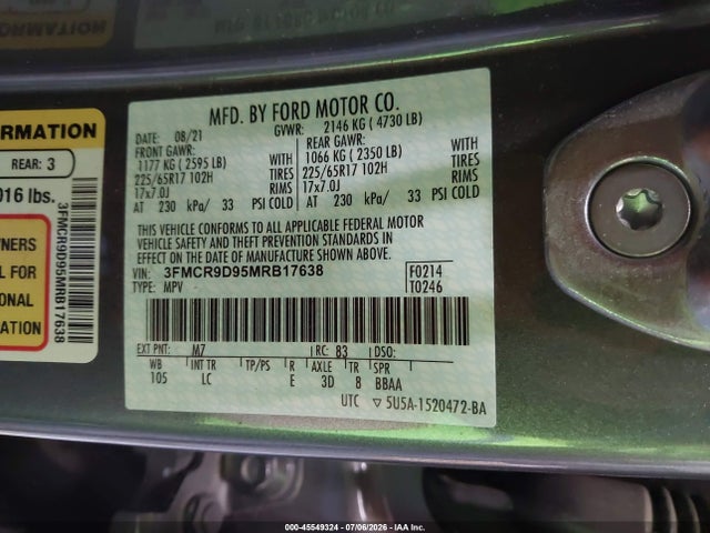3FMCR9D95MRB17638 Ford Bronco Sport Badlands