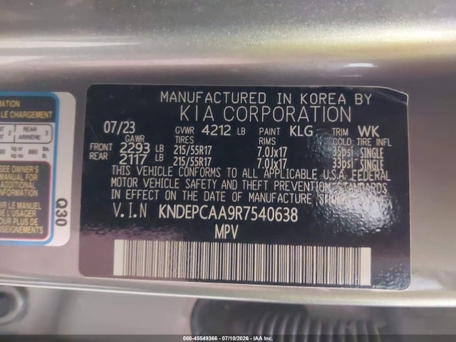 Продаж на аукціоні авто 2024 Kia Seltos Lx, vin: KNDEPCAA9R7540638, номер лоту: 45549366