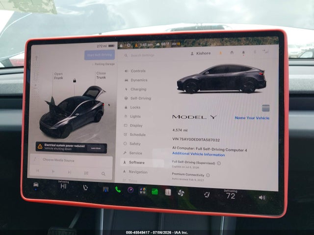 Aukcja sprzedaży 2026 Tesla Model Y Premium Rear-wheel Drive/rear-wheel Drive, vin: 7SAYGDED9TA587032, numer aukcji: 45549417