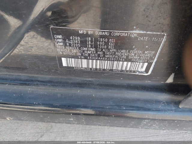 45549446 :رقم المزاد ، 4S3GKAA68J3607765 vin ، 2018 Subaru Impreza 2.0i مزاد بيع