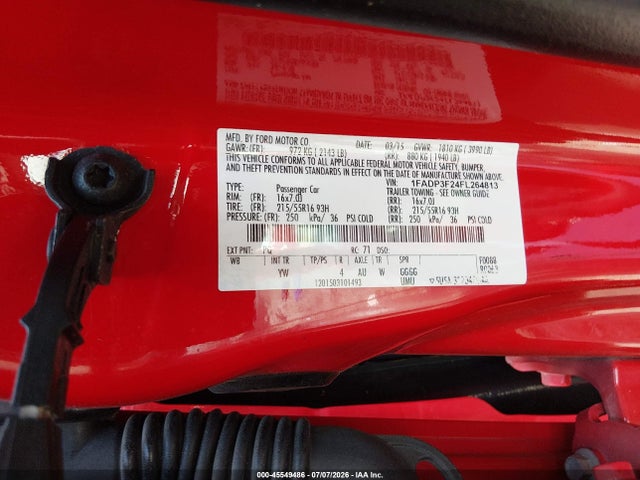 2015 Ford Focus Se მანქანა იყიდება აუქციონზე, vin: 1FADP3F24FL264813, აუქციონის ნომერი: 45549486