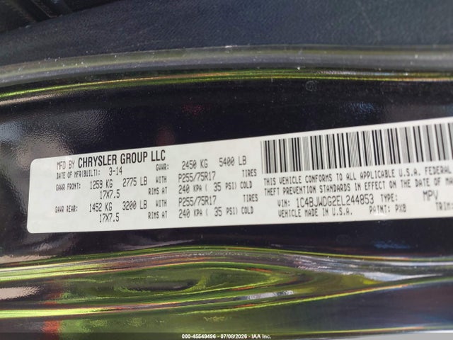 1C4BJWDG2EL244853 Jeep Wrangler Unlimited Sport