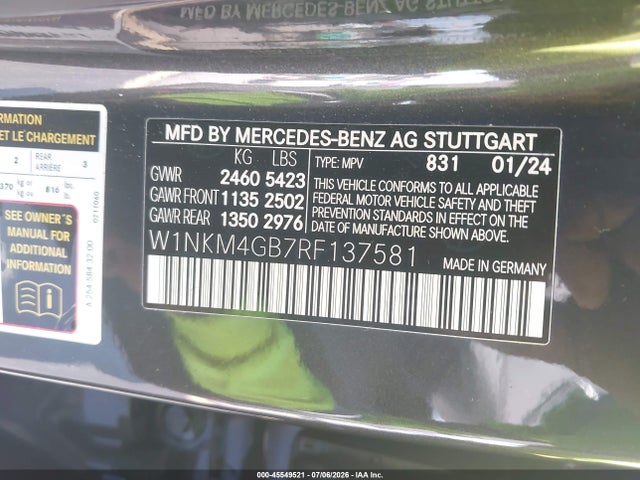 2024 Mercedes-benz Glc 300 Suv მანქანა იყიდება აუქციონზე, vin: W1NKM4GB7RF137581, აუქციონის ნომერი: 45549521