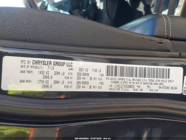 Aukcja sprzedaży 2013 Dodge Durango Citadel, vin: 1C4SDJET4DC698591, numer aukcji: 45549564