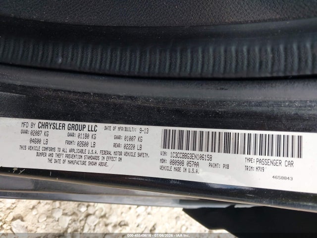 2014 Chrysler 200 Touring მანქანა იყიდება აუქციონზე, vin: 1C3CCBBG3EN106158, აუქციონის ნომერი: 45549616