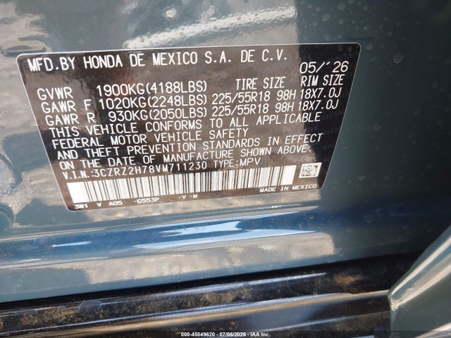 3CZRZ2H78VM711230 Honda Hr-v Ex- Awd