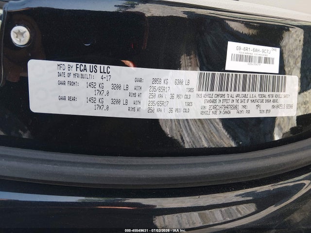45549631 :رقم المزاد ، 2C4RC1H73HR765081 vin ، 2017 Chrysler Pacifica Hybrid Touring Plus مزاد بيع