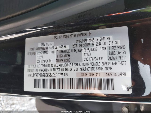 Продажа на аукционе авто 2016 Mazda Cx-5 Sport, vin: JM3KE4BY9G0899737, номер лота: 45549648