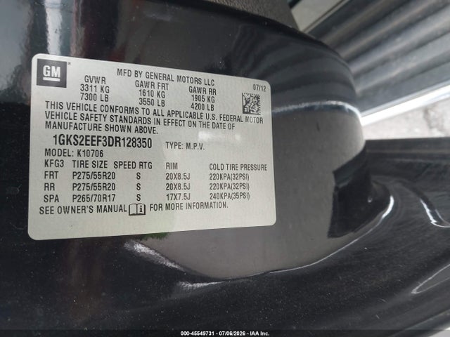 Aukcja sprzedaży 2013 Gmc Yukon Denali, vin: 1GKS2EEF3DR128350, numer aukcji: 45549731