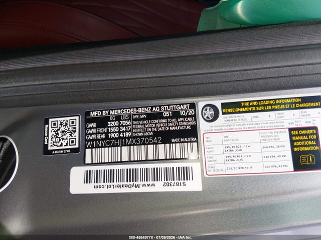 W1NYC7HJ1MX370542 Mercedes-Benz Amg G 63 4matic