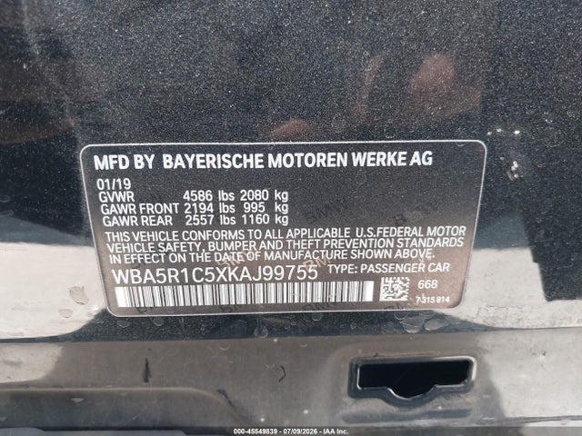 BMW 330I 2019 WBA5R1C5XKAJ99755 Image 9