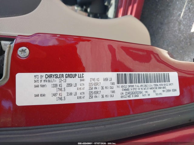 Aukcja sprzedaży 2014 Dodge Grand Caravan Se 30th Anniversary, vin: 2C4RDGBG0ER229841, numer aukcji: 45549901