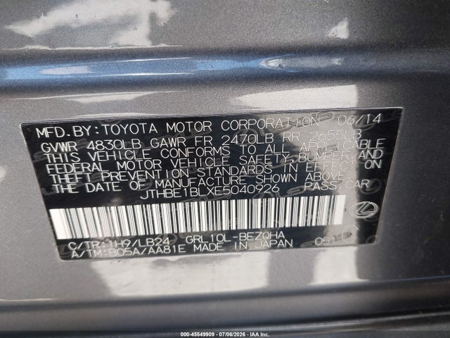 Lexus GS 350 2014 JTHBE1BLXE5040926 Image 9