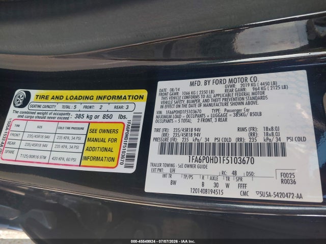 Ford FUSION SE 2015 1FA6P0HD1F5103670 Image 9